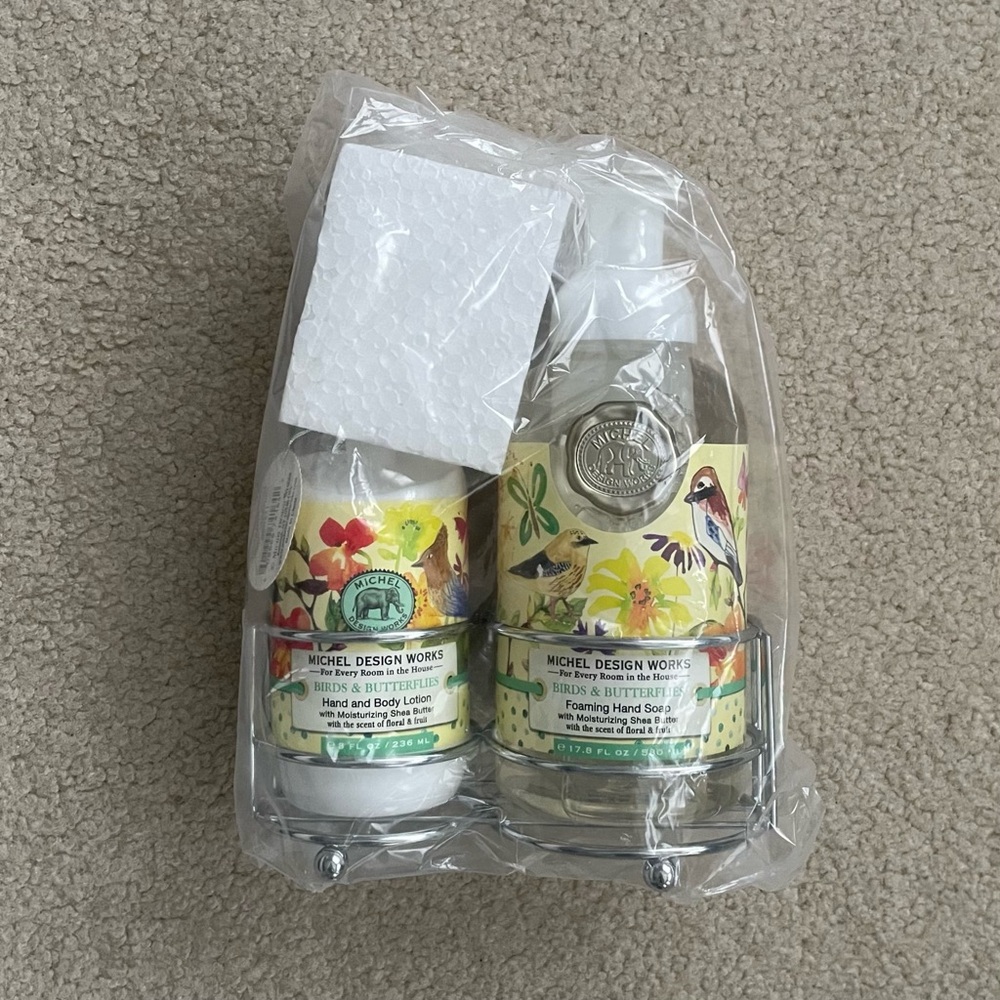 Michel Design Works Birds & Butterflies Soap and Lotion Handcare Caddy